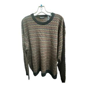 Vintage Segreto XXL Brown Black 100% Woolmark Merino Wool Neck Sweater